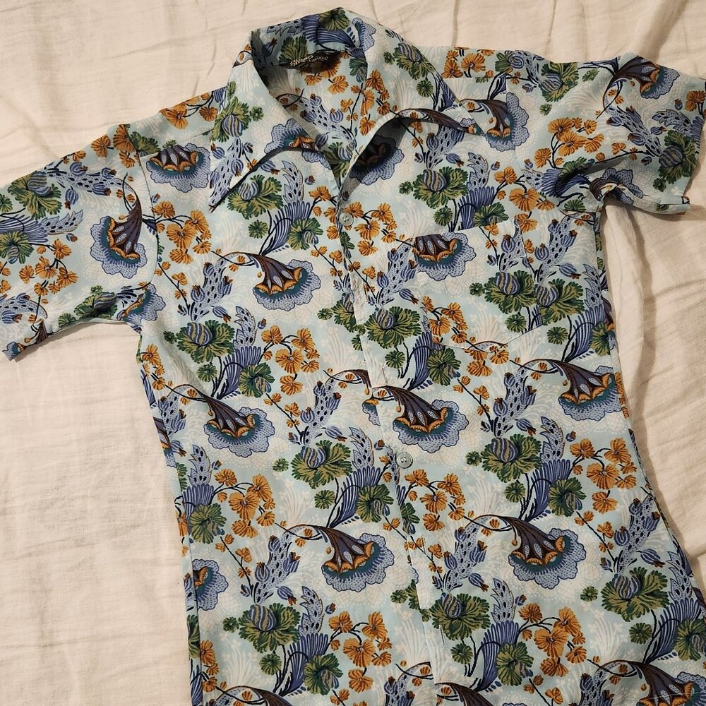 Studio One by Campus, Vtg 70s Psychedelic Paisely Disco Party Shirt - Size Small